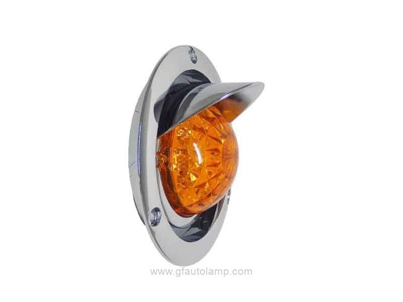A8-8075-4T 4 inch round LED Watermelon stop/turn/tail Lights Chrome Visor Bezel